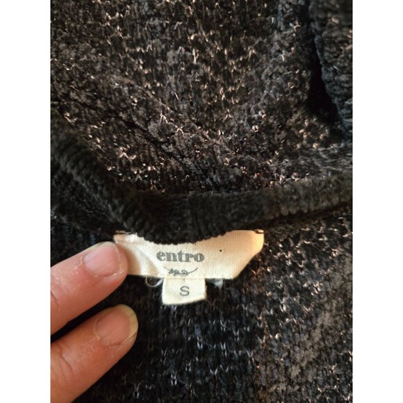 Entro Womens Oversized Black Sweater Small Comfy Knit Long Sleeve Top - Picture 3 of 3